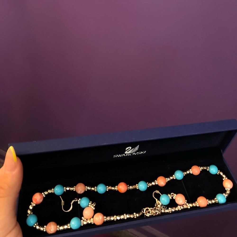 Swarovski cotton candy necklace & earrings set